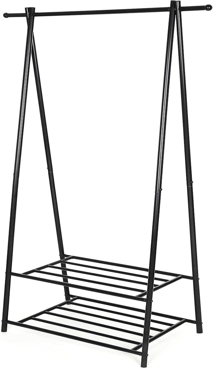 Suport pentru umerase cu 2 niveluri, Songmics, 87.5x41x155 cm, max 70 kg, fier, negru - imagine 6